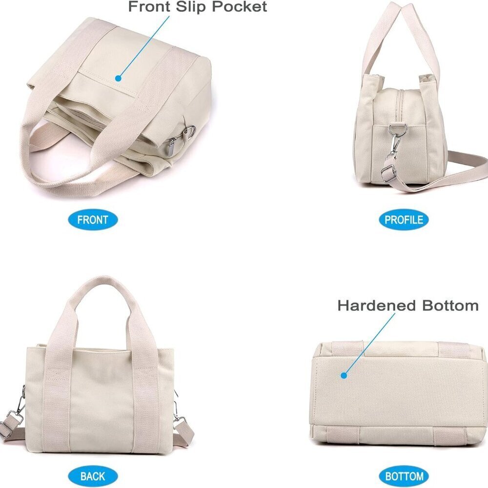 Canvas Crossbody Bag Women Small Multi Compartment Tote Purse for Daily Use - Picture 5 of 8